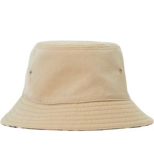 bucket hat that reverses from Burberry check to a solid hue.